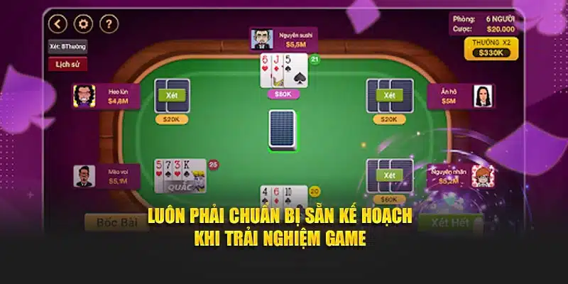 Luôn phải chuẩn bị sẵn kế hoạch khi trải nghiệm game